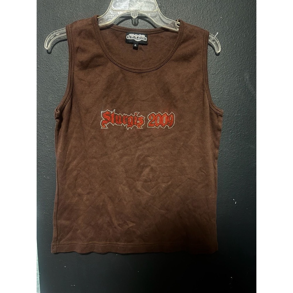 Sports Gallery Sturgis 2009 Brown Rhinestone Graphic Tank Top